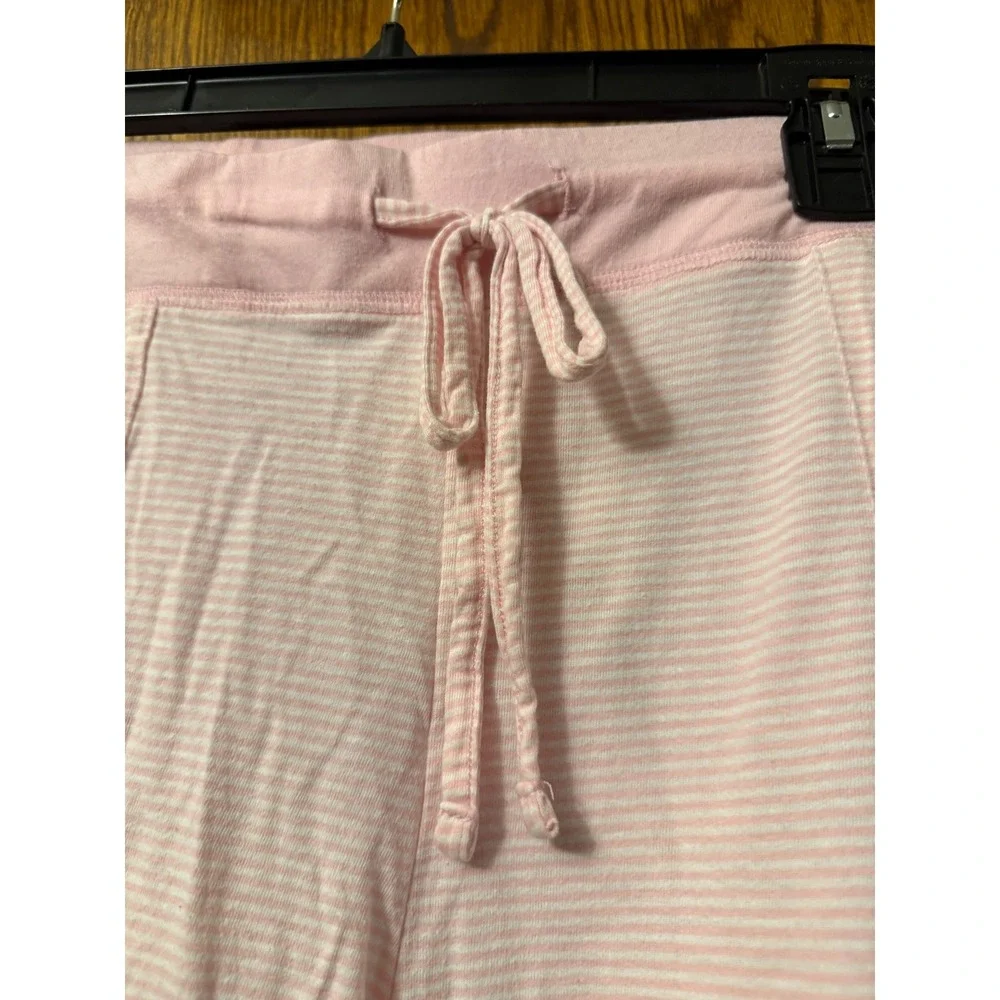 Faded Glory Womens Pink White Striped‎ Pajama Pants Capri Sleepwear XL 16-18